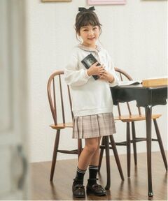 mezzo piano / メゾピアノ ミニ丈・ひざ丈ワンピース | ネクタイつきチェックプリーツ　ドッキングワンピース