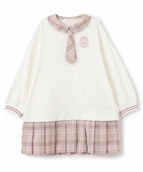 mezzo piano / メゾピアノ ミニ丈・ひざ丈ワンピース | ネクタイつきチェックプリーツ　ドッキングワンピース | 詳細11