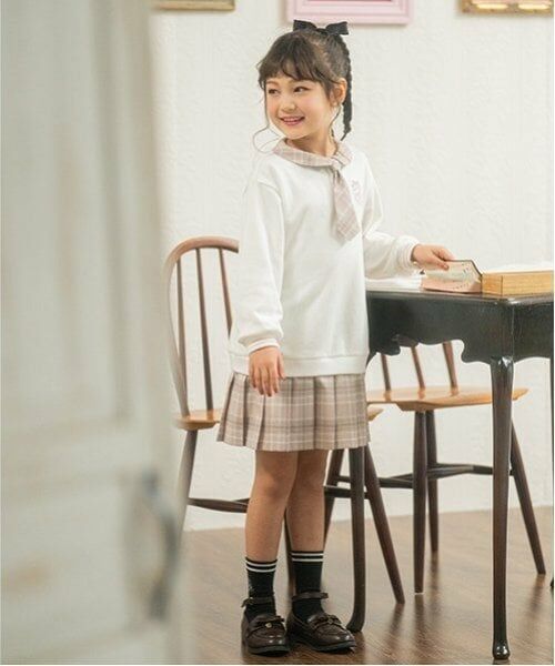 mezzo piano / メゾピアノ ミニ丈・ひざ丈ワンピース | ネクタイつきチェックプリーツ　ドッキングワンピース | 詳細13