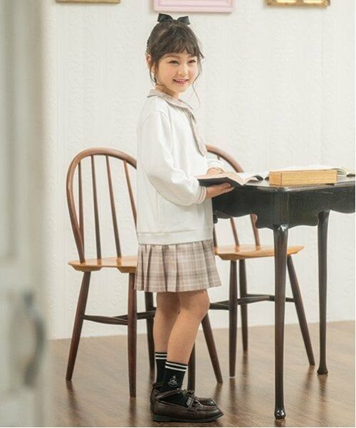 mezzo piano / メゾピアノ ミニ丈・ひざ丈ワンピース | ネクタイつきチェックプリーツ　ドッキングワンピース | 詳細14