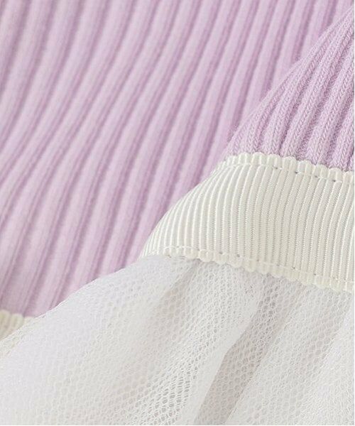 mezzo piano / メゾピアノ ミニ丈・ひざ丈ワンピース | チュール刺しゅう　ドッキングワンピース | 詳細11