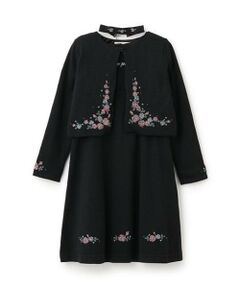 mezzo piano / メゾピアノ ミニ丈・ひざ丈ワンピース | 35thビーズ刺しゅうニットワンピース・ボレロ・チョーカーセット