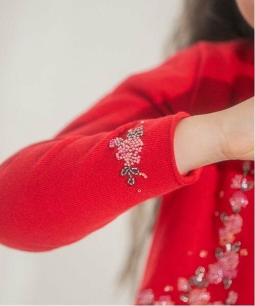 mezzo piano / メゾピアノ ミニ丈・ひざ丈ワンピース | 35thビーズ刺しゅうニットワンピース・ボレロ・チョーカーセット | 詳細2