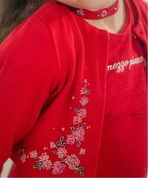 mezzo piano / メゾピアノ ミニ丈・ひざ丈ワンピース | 35thビーズ刺しゅうニットワンピース・ボレロ・チョーカーセット | 詳細3