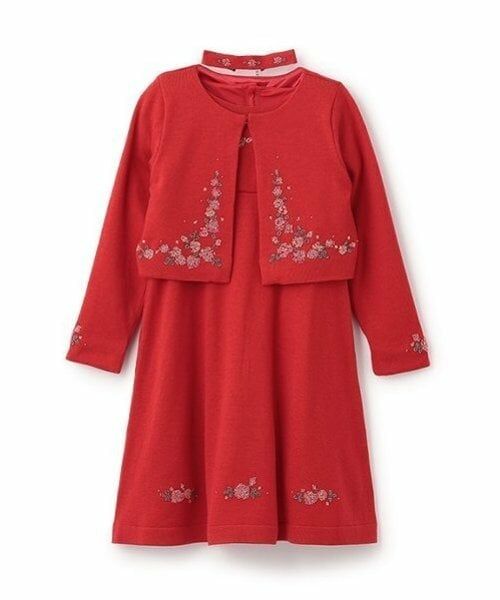 mezzo piano / メゾピアノ ミニ丈・ひざ丈ワンピース | 35thビーズ刺しゅうニットワンピース・ボレロ・チョーカーセット | 詳細4