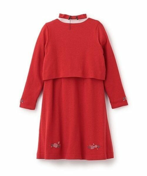 mezzo piano / メゾピアノ ミニ丈・ひざ丈ワンピース | 35thビーズ刺しゅうニットワンピース・ボレロ・チョーカーセット | 詳細5