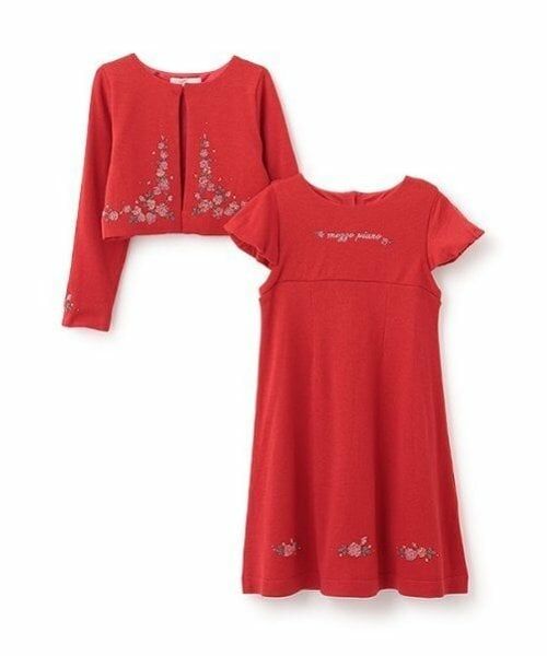 mezzo piano / メゾピアノ ミニ丈・ひざ丈ワンピース | 35thビーズ刺しゅうニットワンピース・ボレロ・チョーカーセット | 詳細6