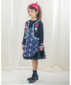 mezzo piano / メゾピアノ ミニ丈・ひざ丈ワンピース | 35th　バラ柄ドッキングワンピース＆ボレロセット