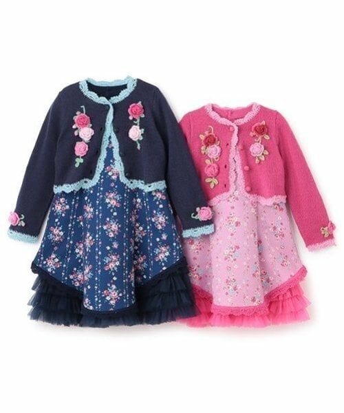 mezzo piano / メゾピアノ ミニ丈・ひざ丈ワンピース | 35th　バラ柄ドッキングワンピース＆ボレロセット | 詳細18