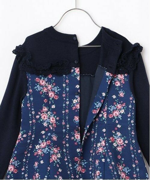 mezzo piano / メゾピアノ ミニ丈・ひざ丈ワンピース | 35th　バラ柄ドッキングワンピース＆ボレロセット | 詳細9