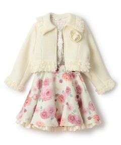 mezzo piano / メゾピアノ セットアップ | 35th　ツィードジャケット＆バラ柄スカート　セットアップ