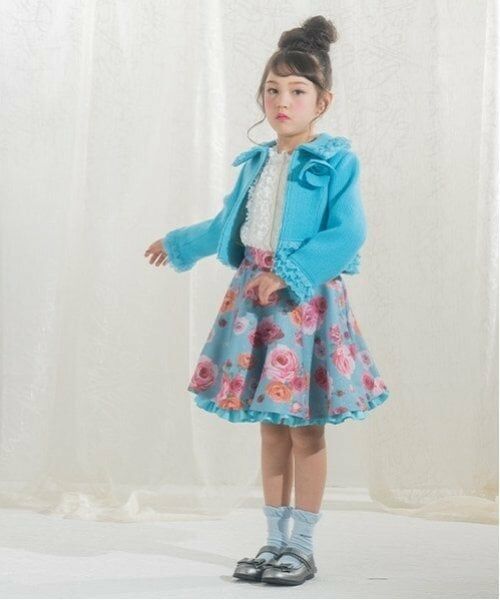 mezzo piano / メゾピアノ セットアップ | 35th ツィードジャケット&バラ柄スカート セットアップ(ミント)