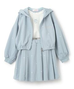 mezzo piano / メゾピアノ パーカー | 短丈ZIPパーカ　＆半袖Tシャツ　セットアップ