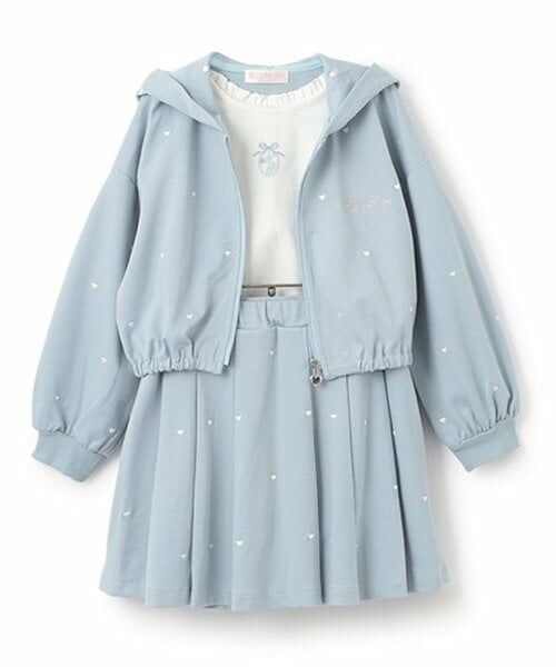 mezzo piano / メゾピアノ パーカー | 短丈ZIPパーカ　＆半袖Tシャツ　セットアップ（サックス）