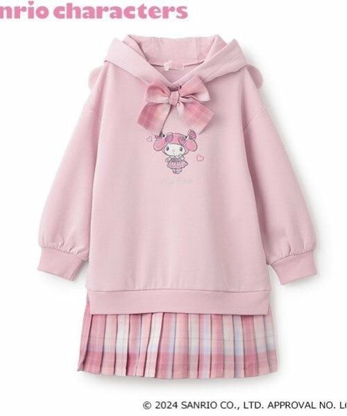 mezzo piano / メゾピアノ ミニ丈・ひざ丈ワンピース | 【おめかしマイメロディ】裾プリーツ　パーカワンピース | 詳細4