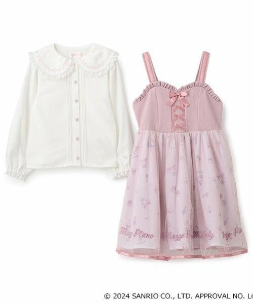 mezzo piano / メゾピアノ ミニ丈・ひざ丈ワンピース | 【おめかしマイメロディ】ブラウス＆キャミワンピースSET | 詳細11