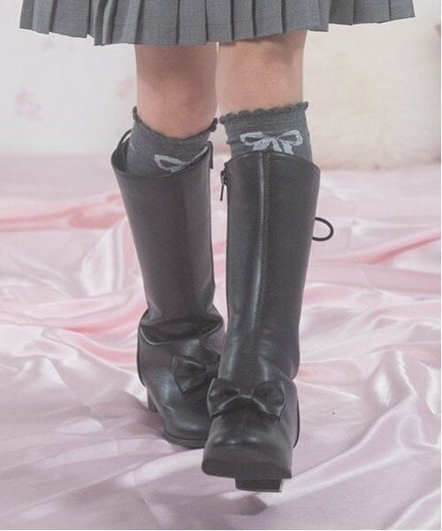 mezzo piano / メゾピアノ ブーツ(ショート丈) | 後ろ編み上げ ロングブーツ | 詳細3
