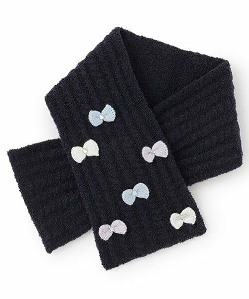 mezzo piano / メゾピアノ マフラー・ショール・スヌード・ストール | ケーブルマシュマロ　ニットマフラー（紺）