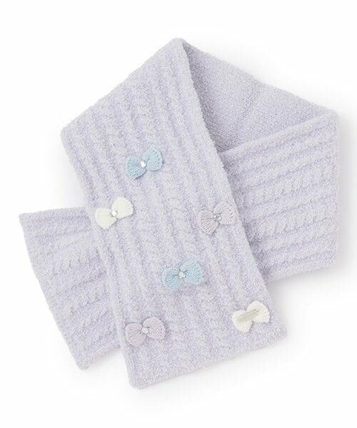 mezzo piano / メゾピアノ マフラー・ショール・スヌード・ストール | ケーブルマシュマロ　ニットマフラー（ラベンダー）