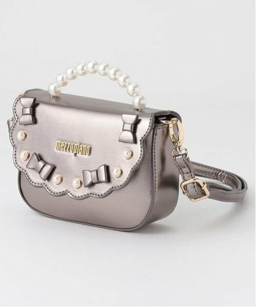mezzo piano / メゾピアノ ハンドバッグ | パールハンドバッグ（シルバー）
