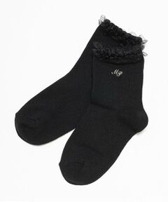 mezzo piano / メゾピアノ ソックス | フリル　ロゴ刺しゅうソックス