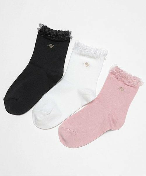 mezzo piano / メゾピアノ ソックス | フリル　ロゴ刺しゅうソックス | 詳細4