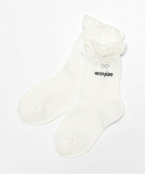 mezzo piano / メゾピアノ ソックス | ラインストーンつき　ソックス（オフ ホワイト）