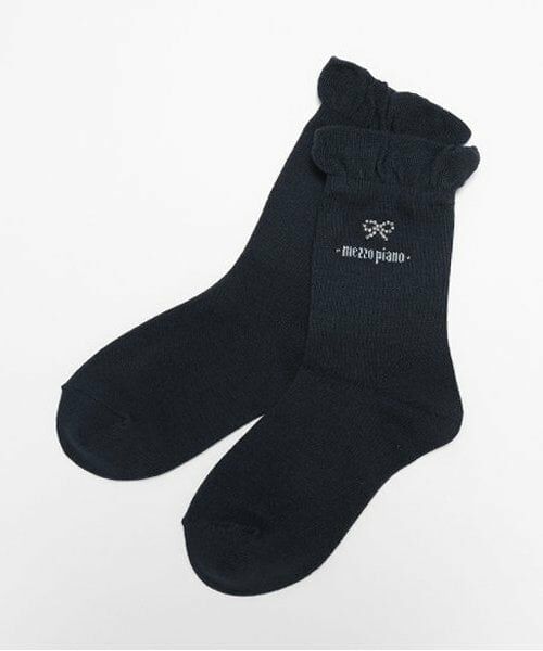 mezzo piano / メゾピアノ ソックス | ラインストーンつき　ソックス（紺）