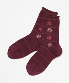 mezzo piano / メゾピアノ ソックス | チョコ柄　クルーソックス