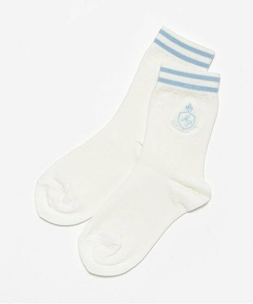 mezzo piano / メゾピアノ ソックス | エンブレム刺しゅう　リブソックス（白）