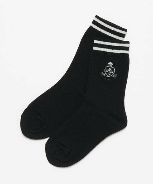 mezzo piano / メゾピアノ ソックス | エンブレム刺しゅう　リブソックス（黒）