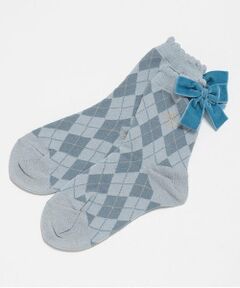 mezzo piano / メゾピアノ ソックス | リボンつき　アーガイル柄ソックス