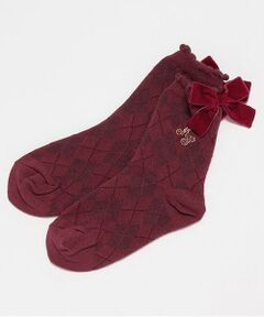 mezzo piano / メゾピアノ ソックス | リボンつき　アーガイル柄ソックス