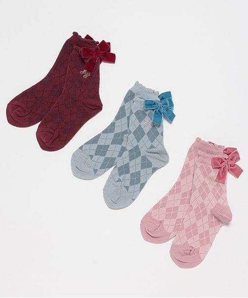 mezzo piano / メゾピアノ ソックス | リボンつき　アーガイル柄ソックス | 詳細4