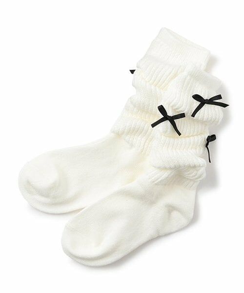 mezzo piano / メゾピアノ ソックス | リボンつき　ルーズソックス（黒）