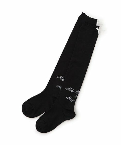 mezzo piano / メゾピアノ ソックス | リボンロゴ　ニーハイソックス（黒）