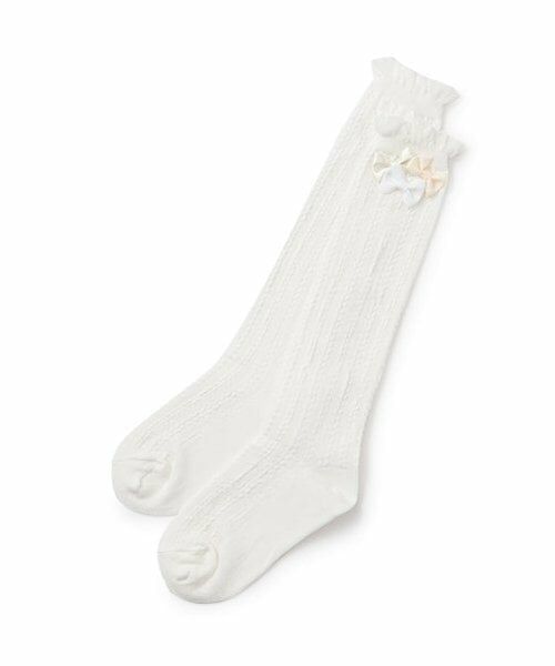 mezzo piano / メゾピアノ ソックス | リボンつき　ハイソックス（オフ ホワイト）