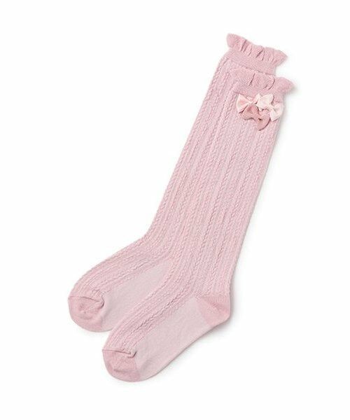 mezzo piano / メゾピアノ ソックス | リボンつき　ハイソックス（ライト ピンク）