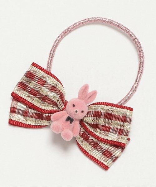 mezzo piano / メゾピアノ ヘアゴム・シュシュ | くま・うさぎリボン　ヘアポニー（ライト ピンク）