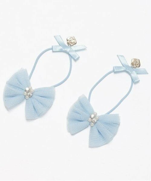 mezzo piano / メゾピアノ ヘアゴム・シュシュ | キラキラリボン　ヘアポニー2個セット（ライト ブルー）