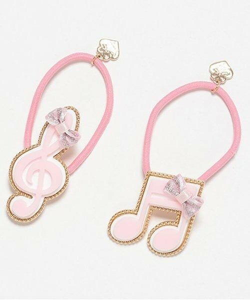 mezzo piano / メゾピアノ ヘアゴム・シュシュ | 音符　ヘアポニー2個セット（ライト ピンク）