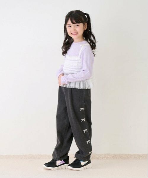 mezzo piano / メゾピアノ その他パンツ | あったか裏起毛デニム　ワイドパンツ（黒）