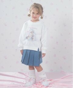 mezzo piano / メゾピアノ ショート・ハーフ・半端丈パンツ | あったか裏起毛デニム　プリーツラップショートパンツ