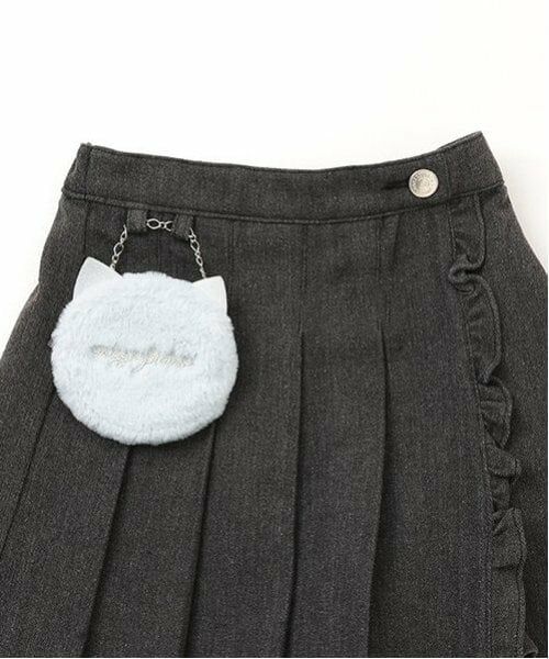 mezzo piano / メゾピアノ ショート・ハーフ・半端丈パンツ | あったか裏起毛デニム　プリーツラップショートパンツ | 詳細8