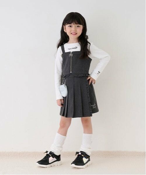 mezzo piano / メゾピアノ ショート・ハーフ・半端丈パンツ | あったか裏起毛デニム　プリーツラップショートパンツ（黒）