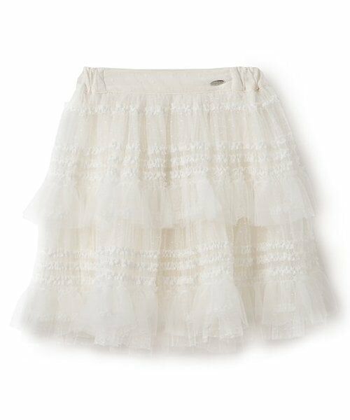 mezzo piano / メゾピアノ ミニ・ひざ丈スカート | ランダムチュール スカート(オフ ホワイト)