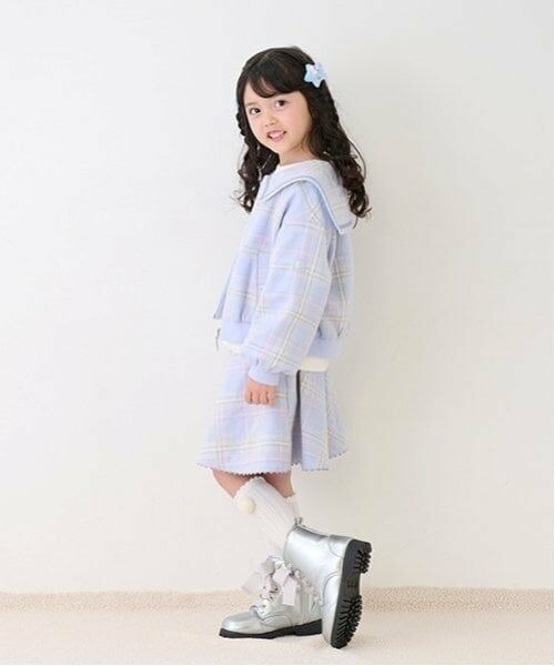 mezzo piano / メゾピアノ ミニ・ひざ丈スカート | シャギーチェック・ボア フレアスカート | 詳細1