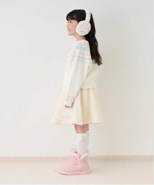 mezzo piano / メゾピアノ ミニ・ひざ丈スカート | シャギーチェック・ボア フレアスカート | 詳細4