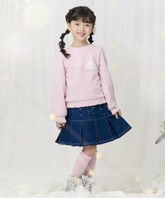 mezzo piano / メゾピアノ ショート・ハーフ・半端丈パンツ | 裏起毛　キラキラパーツ　スカパン