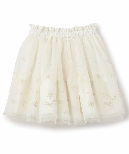 mezzo piano / メゾピアノ ミニ・ひざ丈スカート | スノー刺繍 チュールスカート | 詳細10